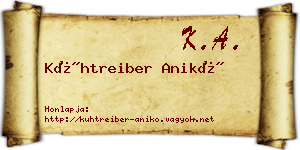 Kühtreiber Anikó névjegykártya